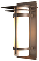 Banded with Top Plate Outdoor Sconce, Coastal Bronze Finish, Opal Glass