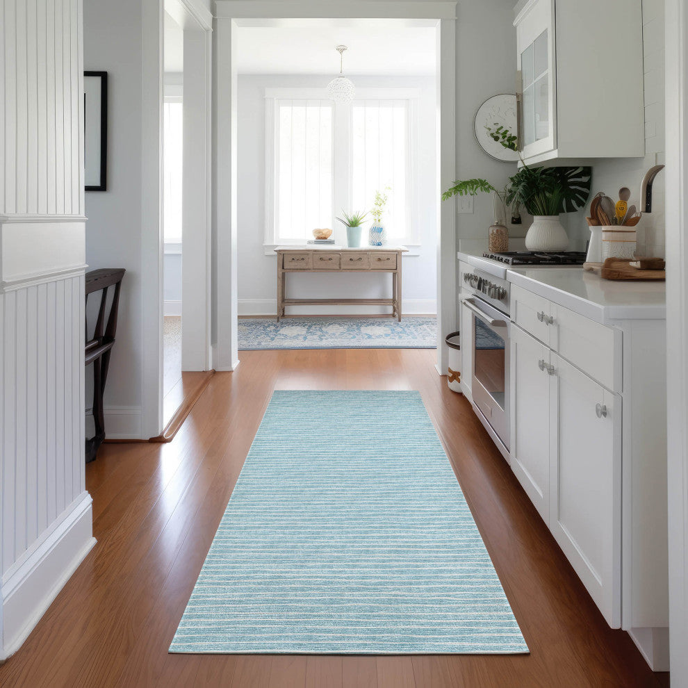 Indoor/Outdoor Laidley LA1 Sky Blue Machine Washable 2'3" x 7'6" Rug