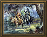 Charles Marion Russell Knight and Jester Framed Premium Canvas Print, 18"x24"