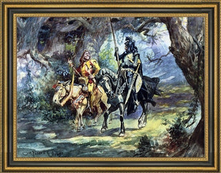 Charles Marion Russell Knight and Jester Framed Premium Canvas Print, 18"x24"