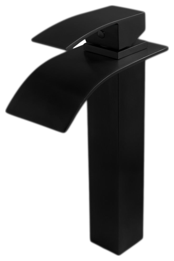 Porcelain Vessel Sink and Faucet Combo Set, Matte Black