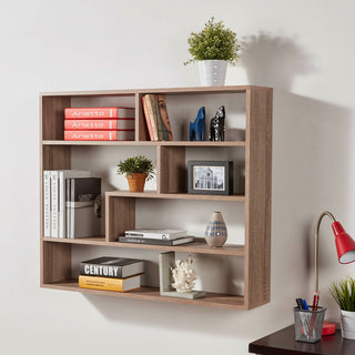 Danya B Large Rectangular Black Shelf Unit, Weathered Oak