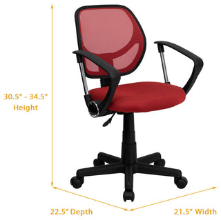 Cool Desk Chairs, "Aurora" Petite Low Back Mesh Office Chair, Red