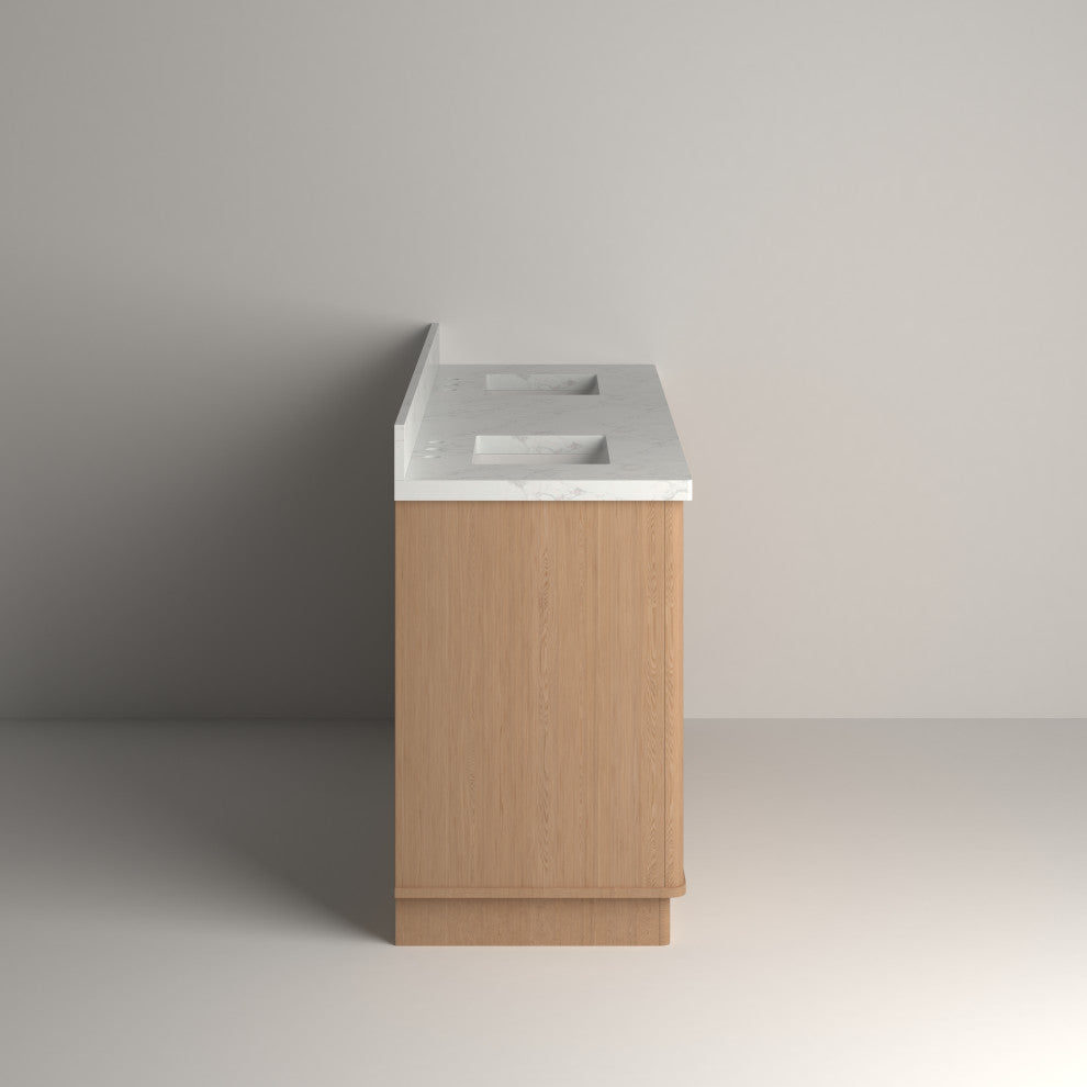 Kathryn Bathroom Vanity, Light Oak, 72", Double Sink, Freestanding