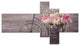 Ranunculus Flowers on Bicycle, Floral Canvas Art Print, 60"x32", 5 panels