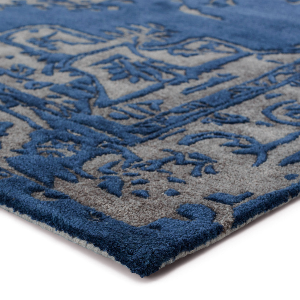 Alvea Handmade Medallion Blue/ Gray Area Rug 5'X8'
