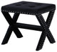 Seward Velvet Accent Bench With Silver Nail Heads, Black