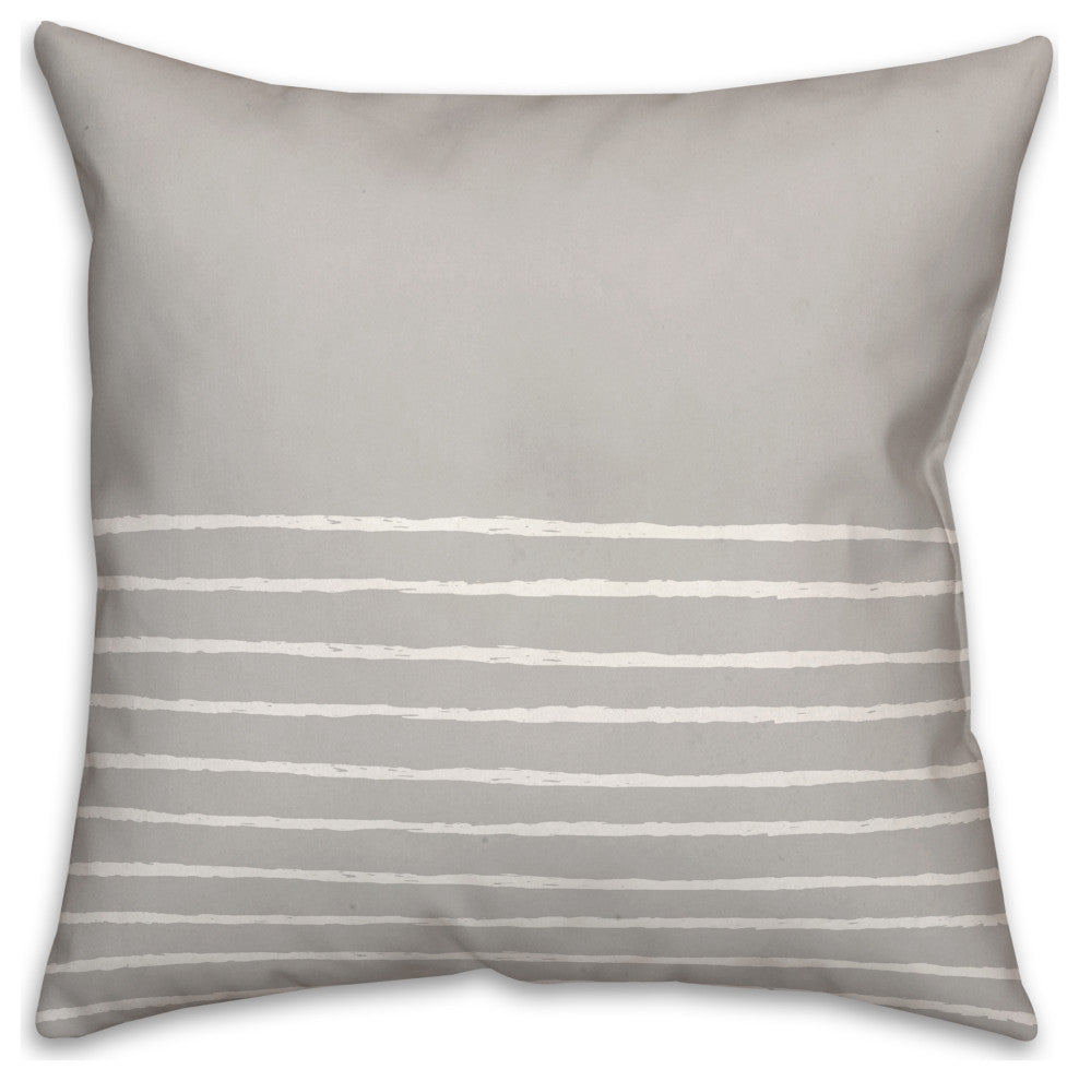 Sketched Gray Stripes 18x18 Spun Poly Pillow