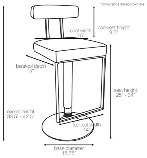 Set of 4 Modern Home Blok Contemporary Adjustable Height Bar/Counter Stool - Ch