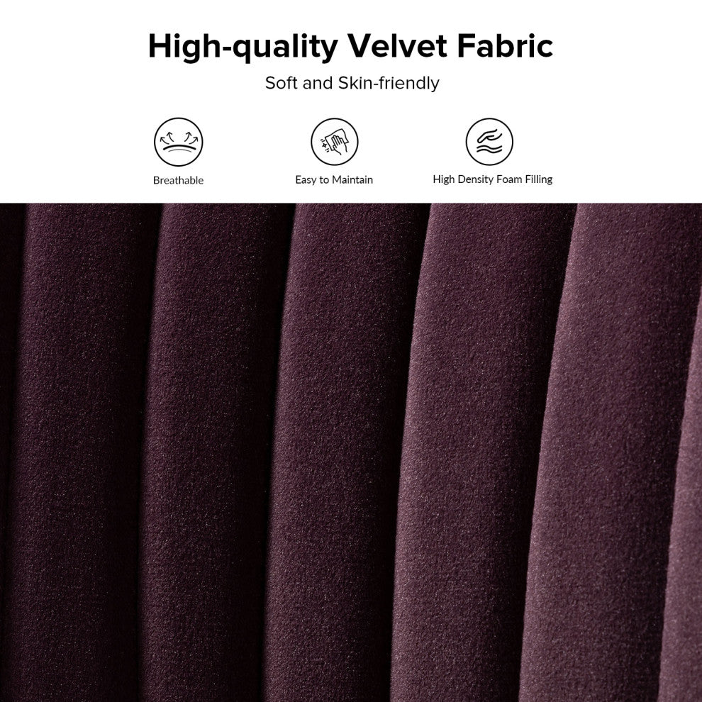 Velvet Tufted Loveseat Sofa With Golden Base, Purple