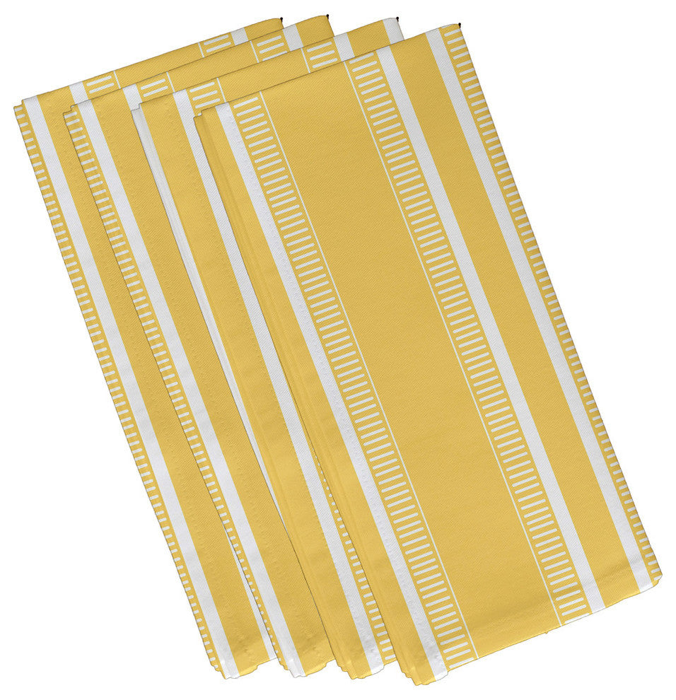 19x19", Dashing Stripe Stripe Print Napkin, Yellow, Set of 4