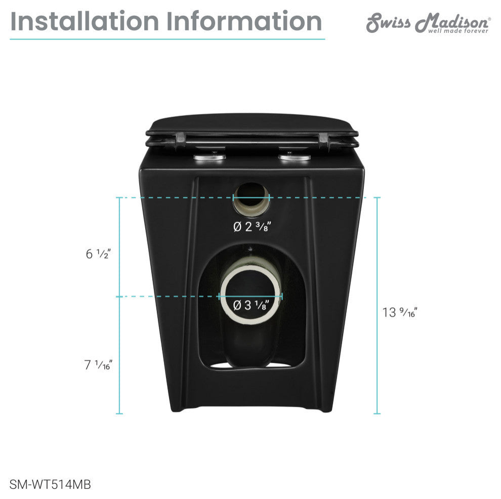 St. Tropez Back to Wall Toilet Bowl, Concealed Tank Not Included, Sm-Wt514mb
