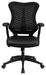 High Back Designer Black Mesh Executive Swivel Chair With Leather Seat