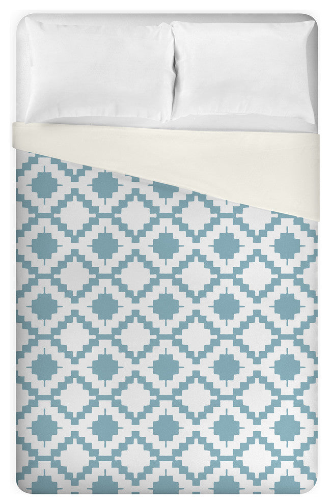 Blue Boho Aztec Queen/Full Brushed Poly Duvet