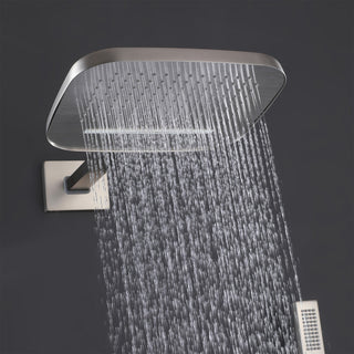 Thermostatic Rain Shower System with Hand Shower-Includes Rough-in Valve, Brushed Nickel