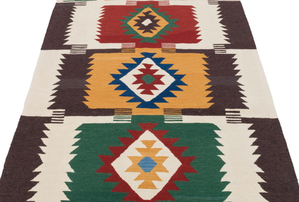 New Handwoven Turkish Kilim Rug 3' 11" x 6' 4", 47 in. x 76 in.