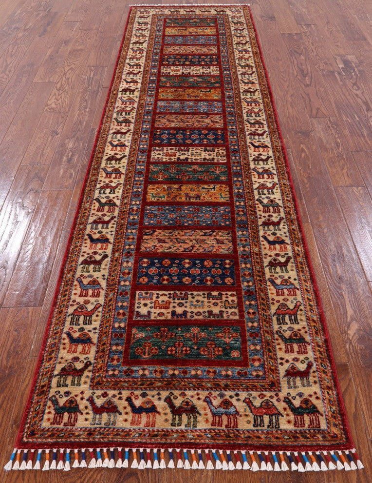 Runner Hand Knotted Tribal Persian Gabbeh Rug 2' 9" X 10' 1" Q6569