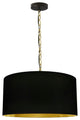 1 Light Medium Braxton Aged Brass Pendant w/ Black/Gold Shade