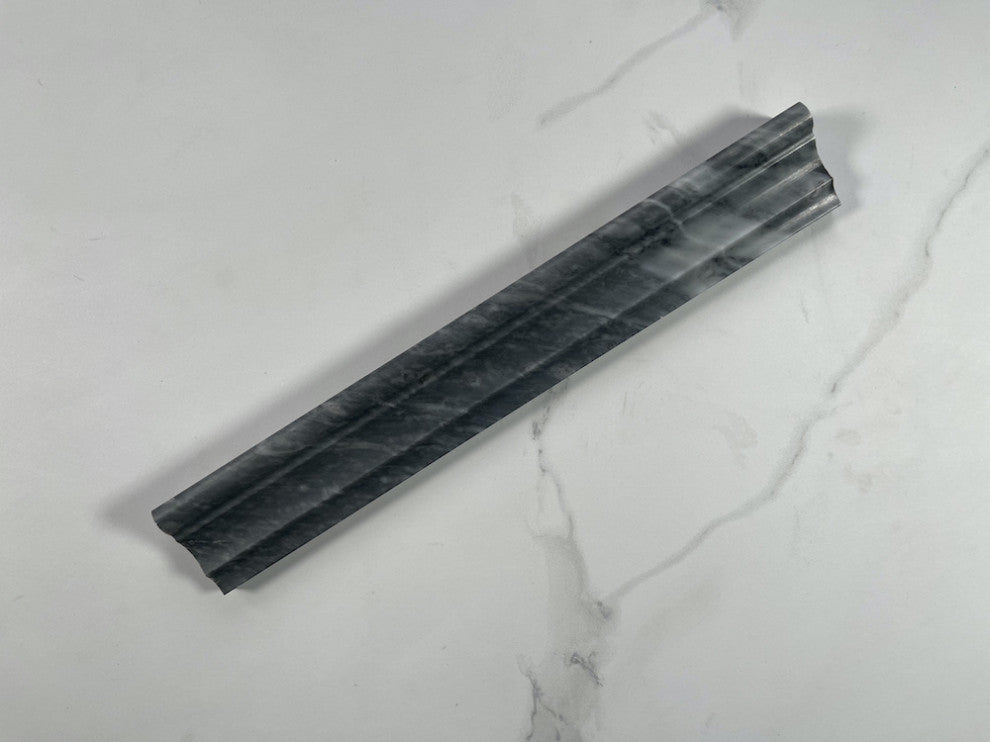 Bardiglio Gray Dark Grey Marble 2x12 Chair Rail Trim Molding Honed, 1 piece