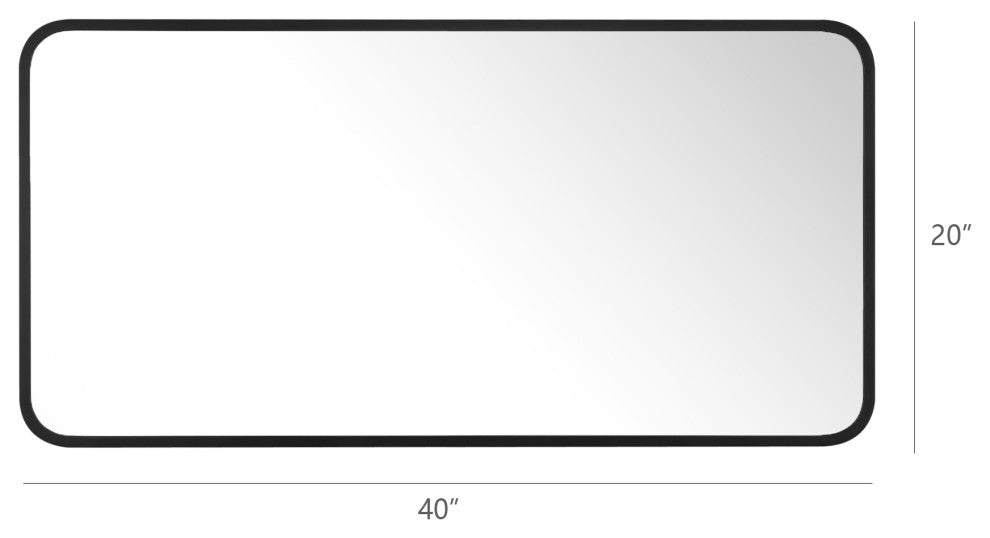 Rounded Rectangular Metal Framed Bathroom Vanity Mirror, 20"x40"