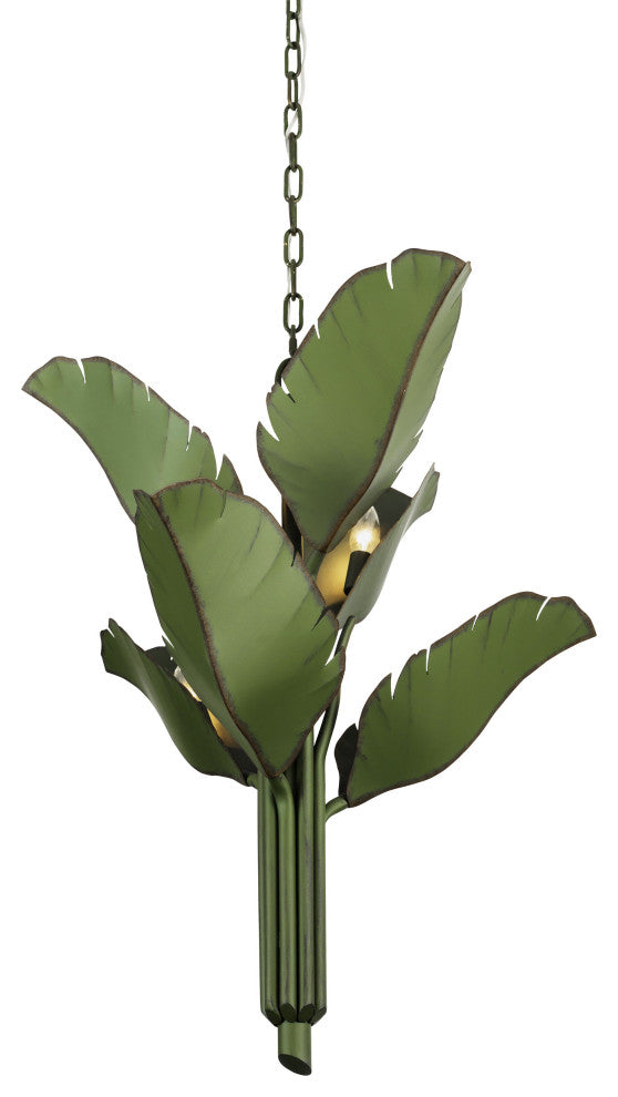 Banana Leaf 6-Lt Chandelier - Natural Green