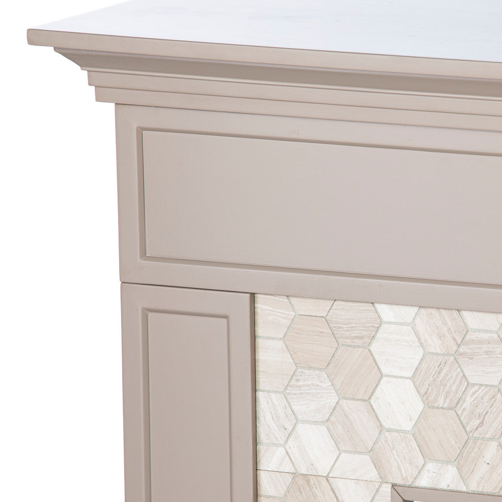 Torron Marble Tiled Touch Screen Electric Fireplace - Gray