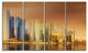 Singapore Skyline under Brown Sky, Cityscape Canvas Art Print, 48"x28", 4 Panels