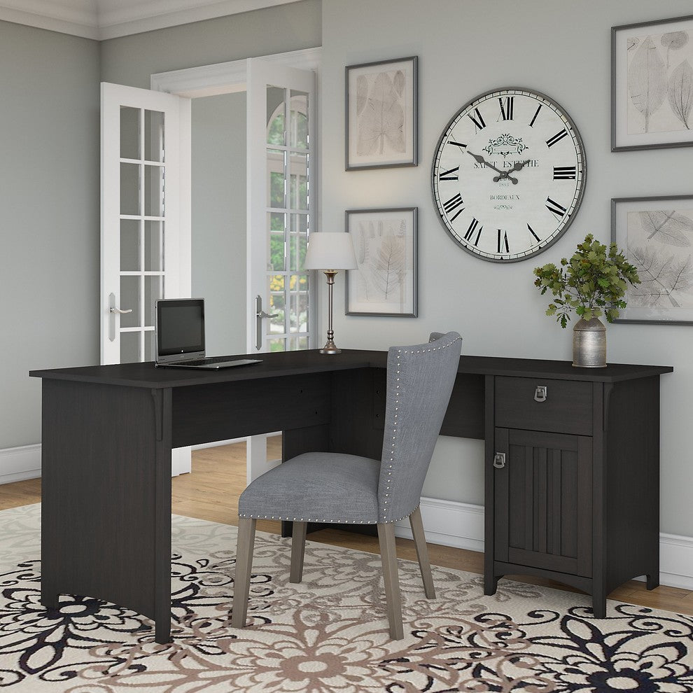 Salinas L Shaped Desk With Storage, Vintage Black
