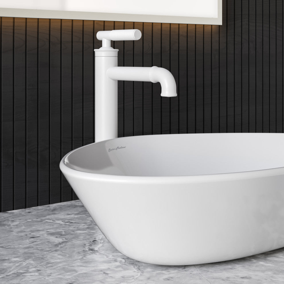 Avallon Single Hole Sleek, High Arc Bathroom Faucet, Matte White