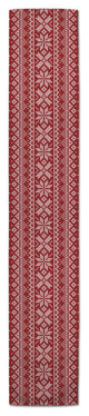 Red Knitted Snowflake Pattern Table Runner, 16"x90"