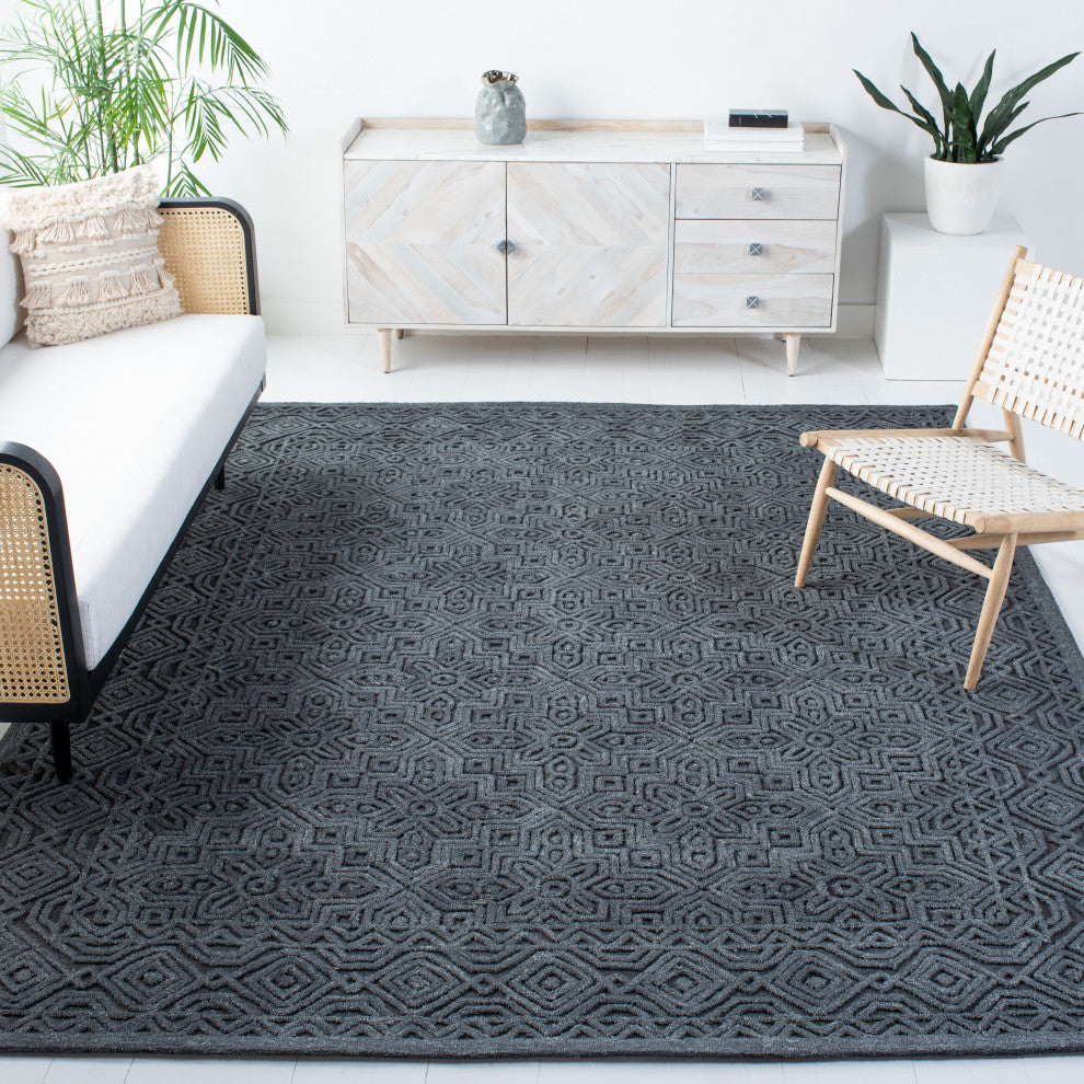 Safavieh Textural Collection TXT101H Rug, Charcoal, 6' X 9'