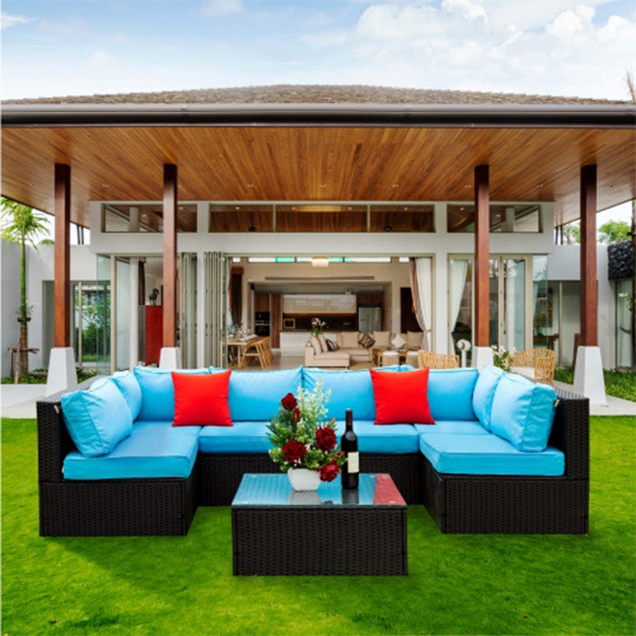 5 Piece Rattan Sectional Outdoor Outdoor Patio Furniture