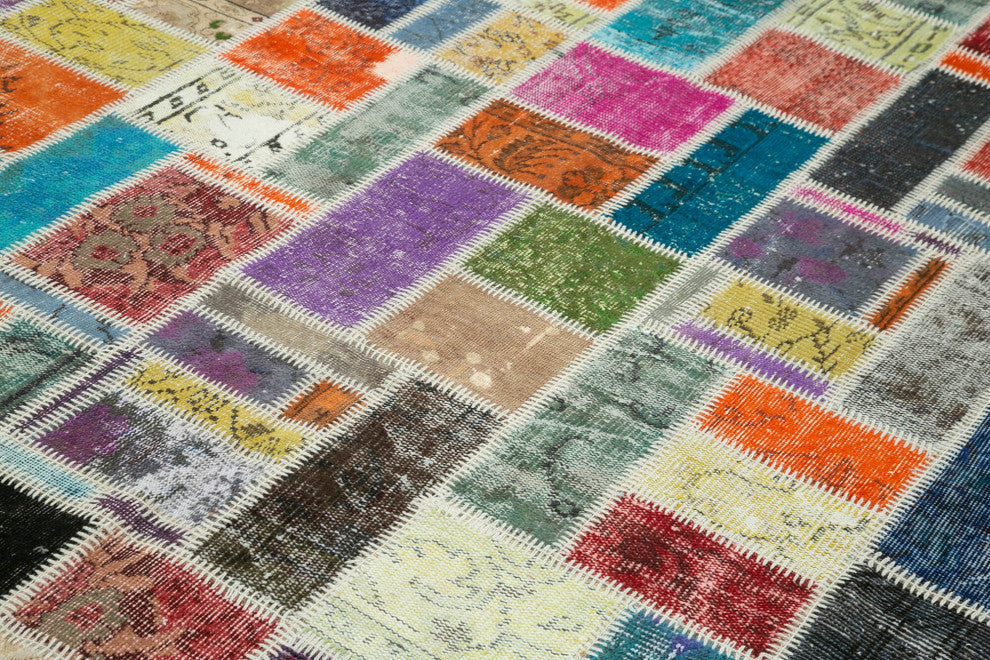 Rug N Carpet - Hand-Knotted Anatolian 6' 9" x 9' 8" Wool Patchwork Area Rug