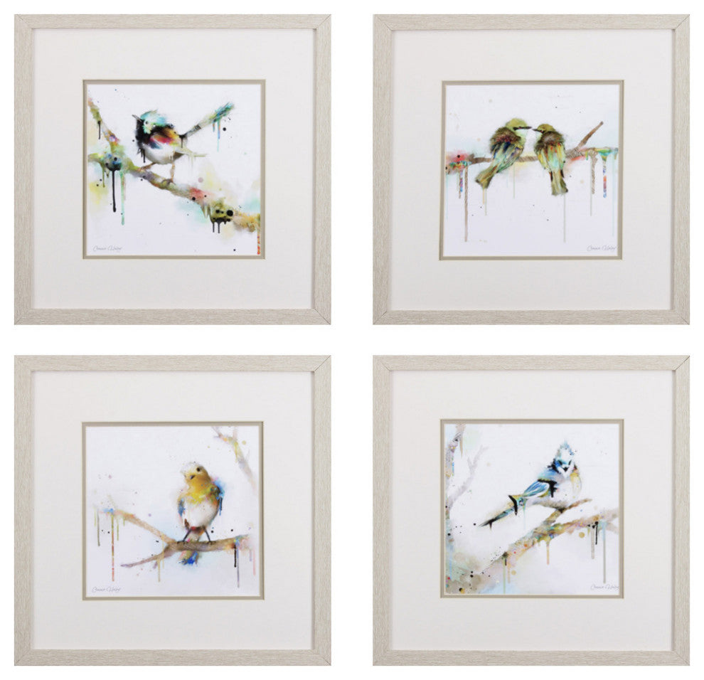 Birds on Branch Wall Art, 4-Piece Set