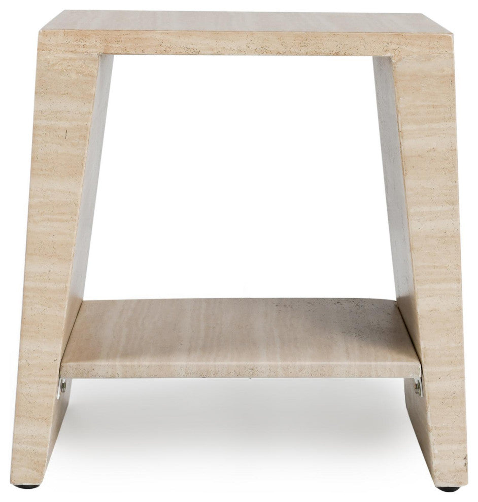 Rosen Outdoor Stone End Table, Beige