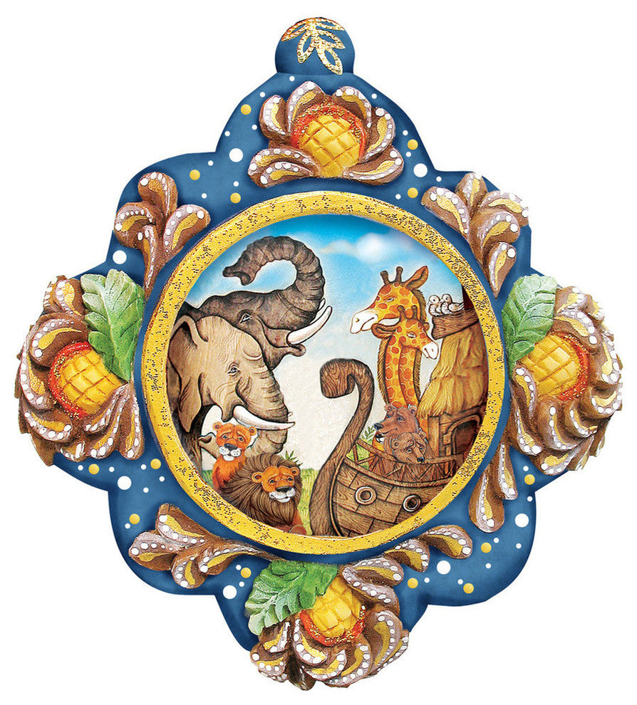 Hand Painted Scenic Ornament Noah Ark