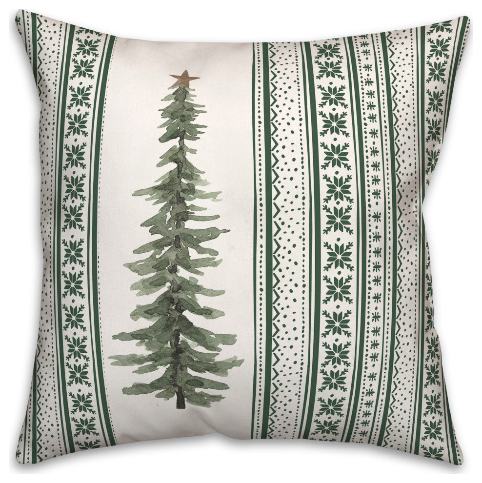Christmas Tree Green Pattern 3 20x20 Spun Poly Pillow