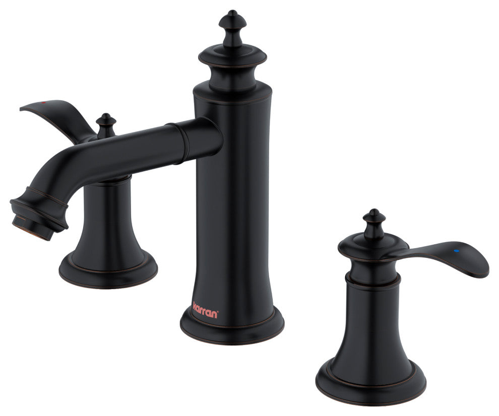 Karran 2-Handle 3-Hole Widespread Faucet With Pop-up Drain, Oil Rubbed Bronze
