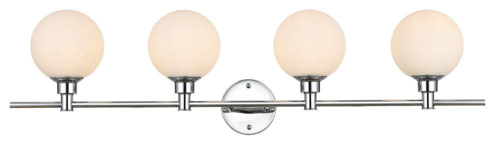 4 Light Chrome And Frosted White Bath Sconce