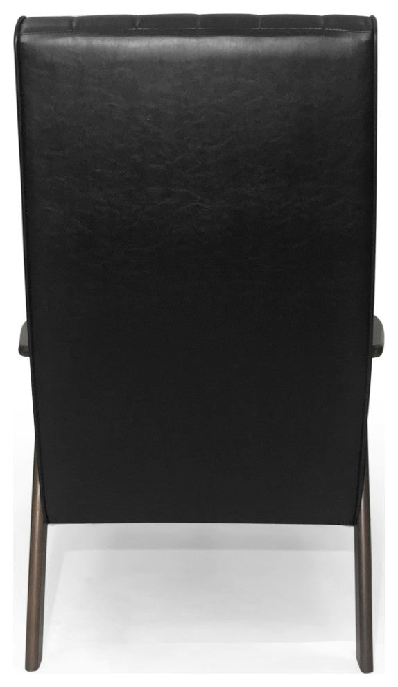 Katharine Mid Century Modern Upholstered Accent Chair, Matte Black and Walnut