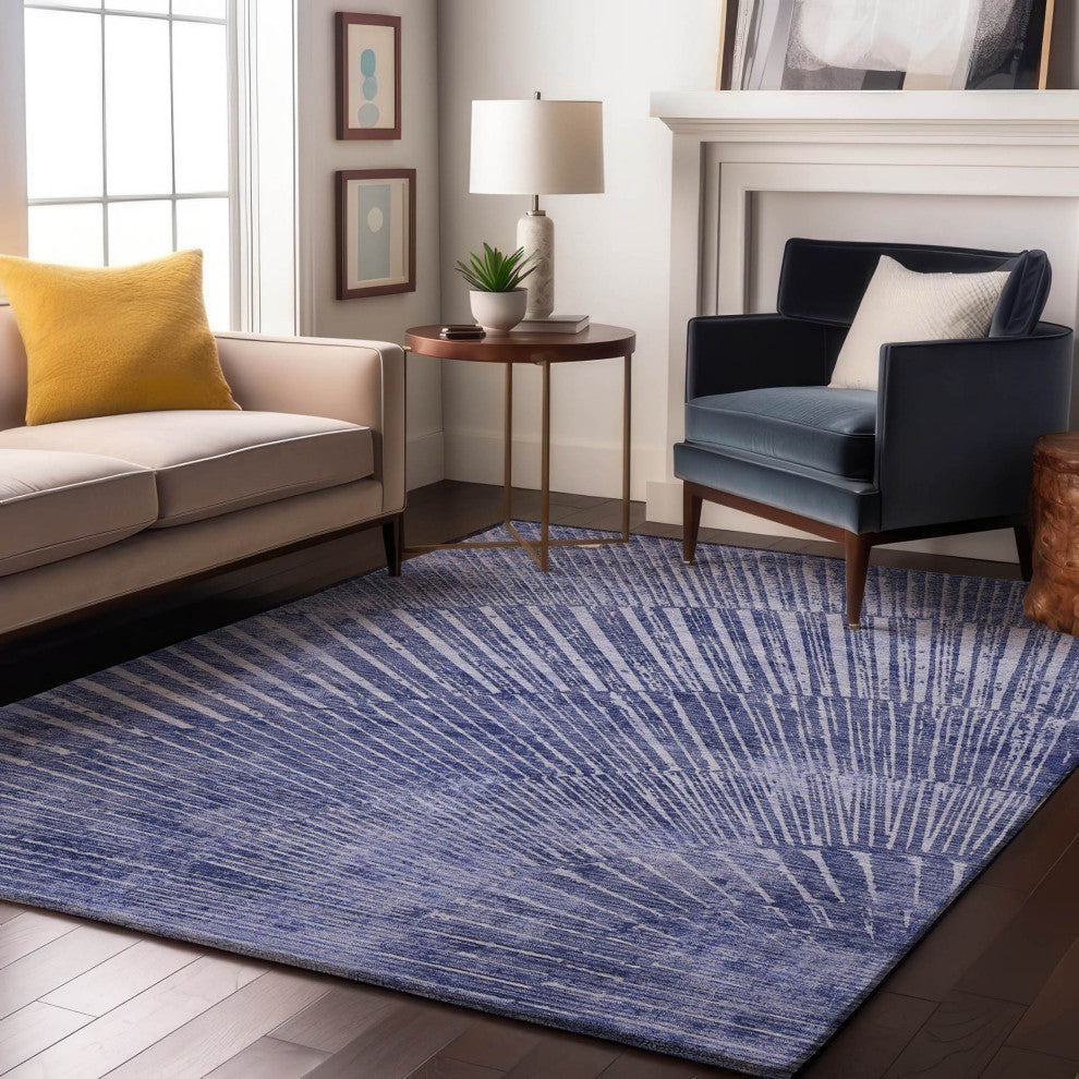 Premium Machine Washable Mayfield AMF542 Navy 9' x 12' Rug