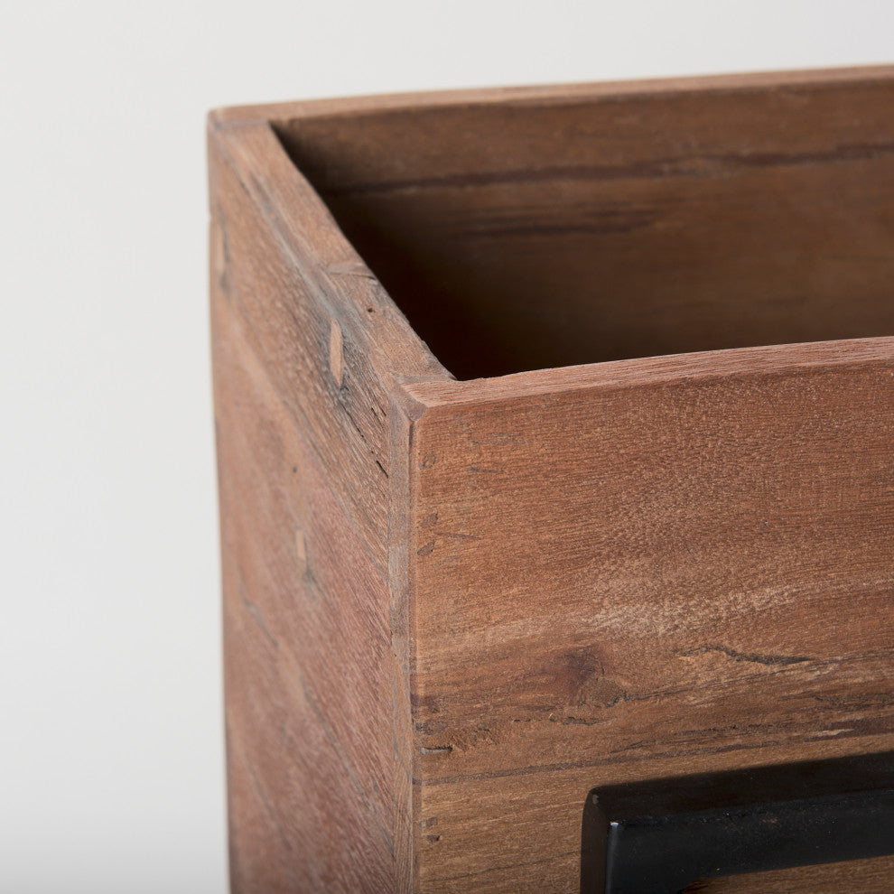 Jadine Set of 2 Medium Brown Wood With Black Metal Rectangle Frames