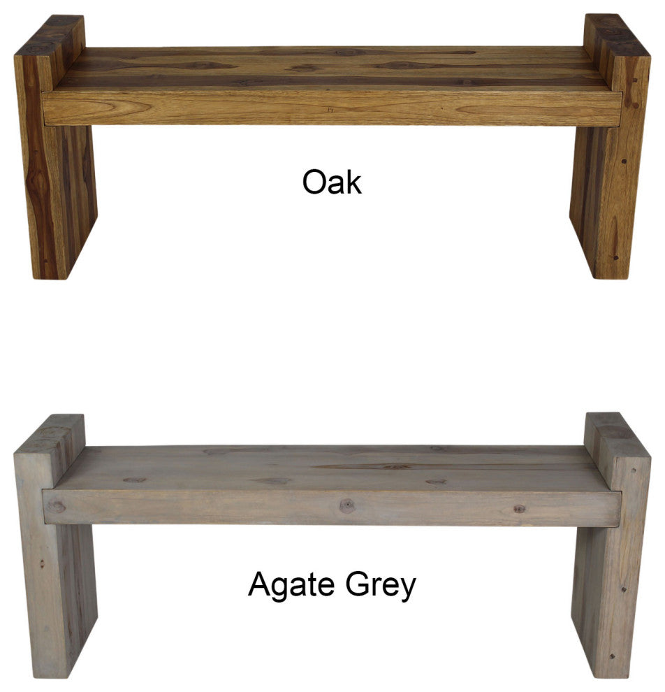 Haussmann Teak Block Bench 48 x 12 x 19 inch High KD Grey Oil