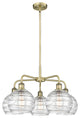 Athens Deco Swirl 5-Light 26" Stem Chandelier, Antique Brass, Clear