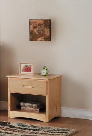 Wooden Night Stand With Bottom Shelf, Natural Brown