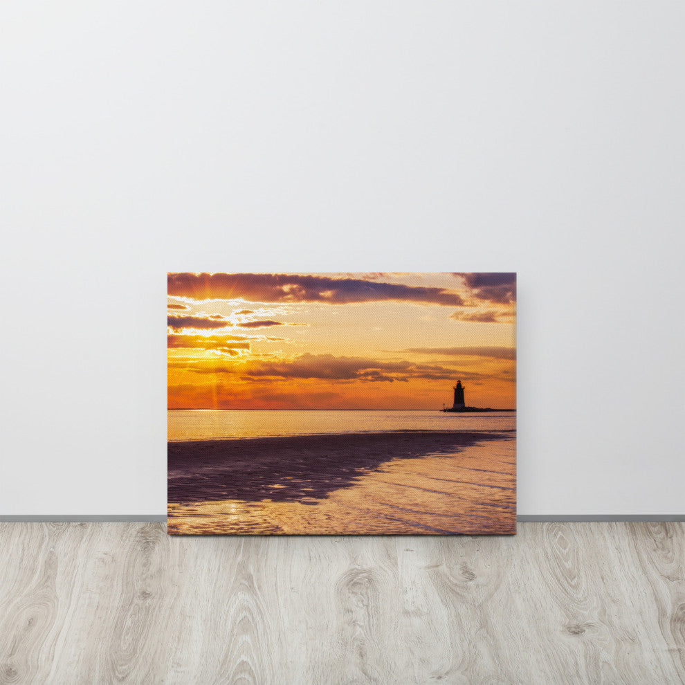 Cape Henlopen Sunset Coastal Landscape Photo Canvas Wall Art Print, 18" X 24"