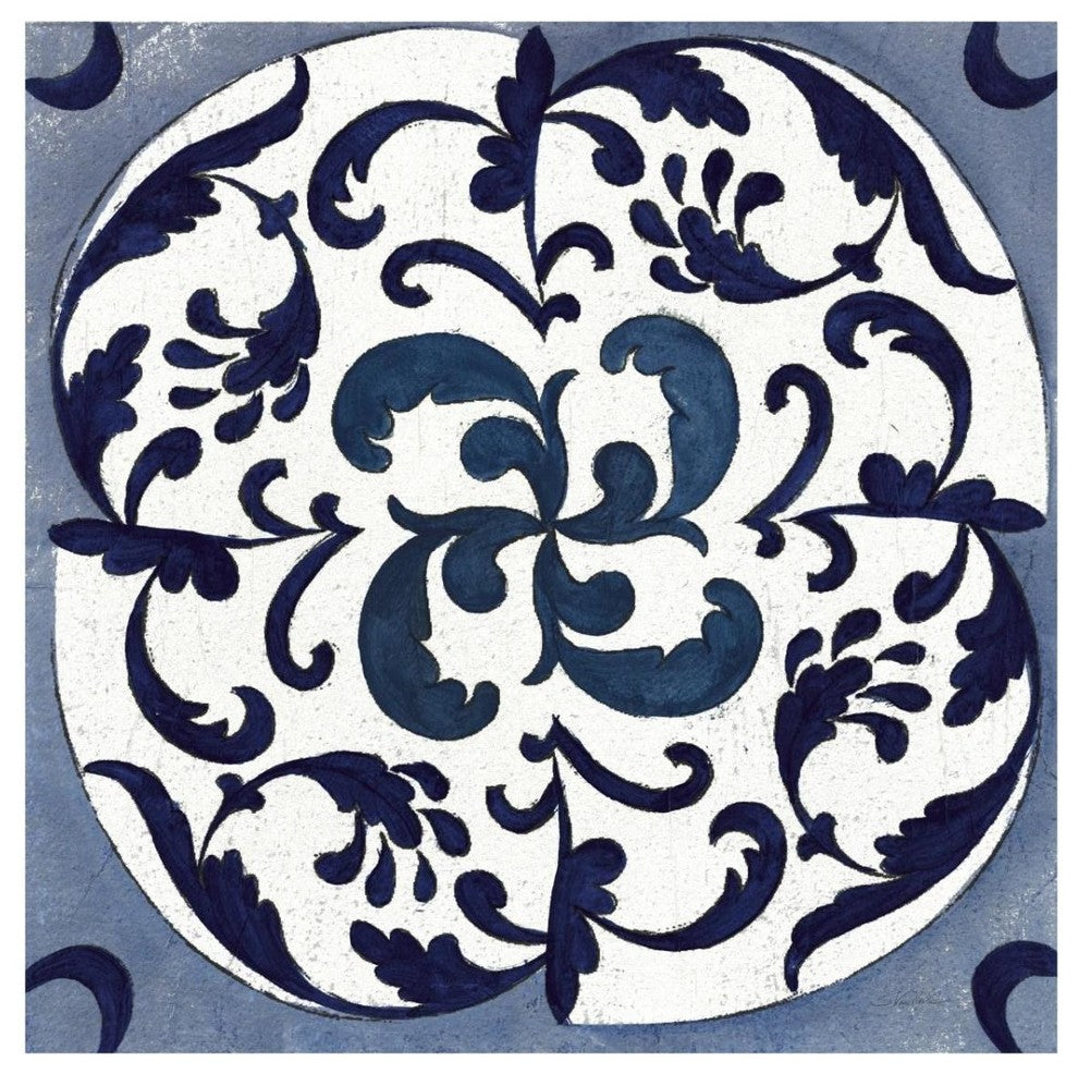 "Coast Lines I Indigo and Cream" Paper Print by Silvia Vassileva, 32"x32"