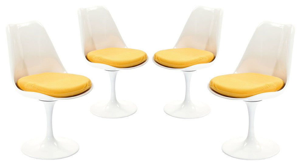 Modern Contemporary Kitchen Dining Side Chair Set of 4 Yellow