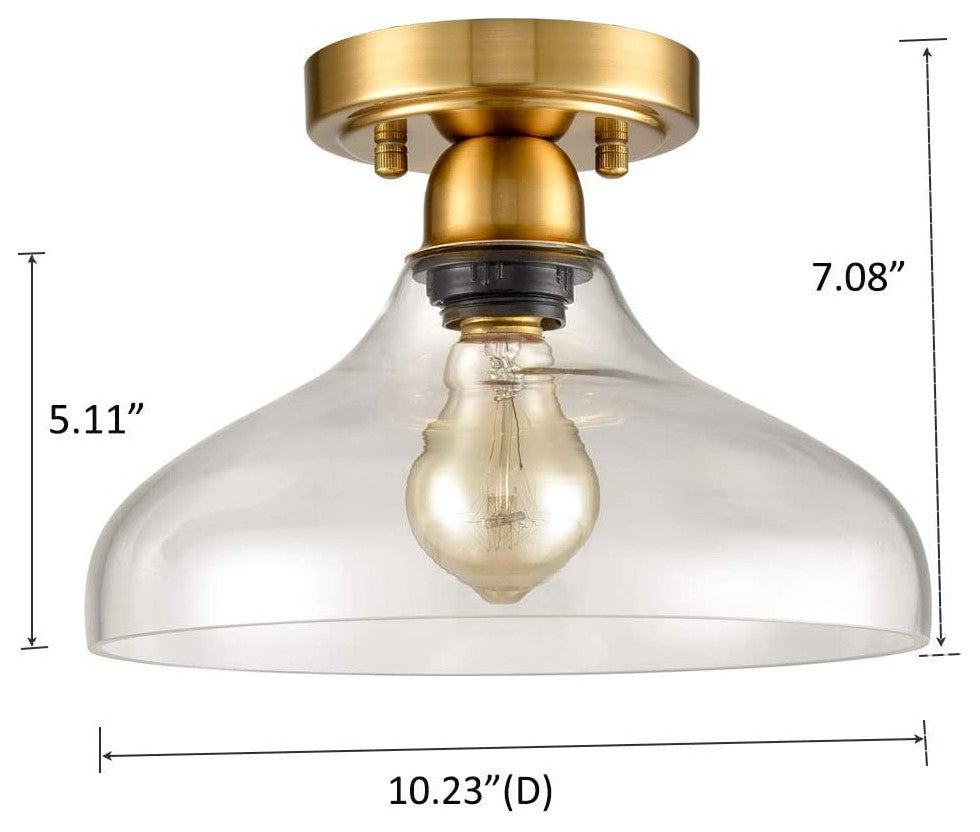 Industrial Semi Flush Ceiling Light  Glass close to ceiling light fixture