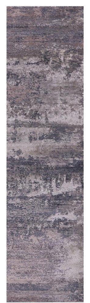 Runner Abstract Handmade Wool and Silk Rug 3' 0" X 12' 1" Q9082
